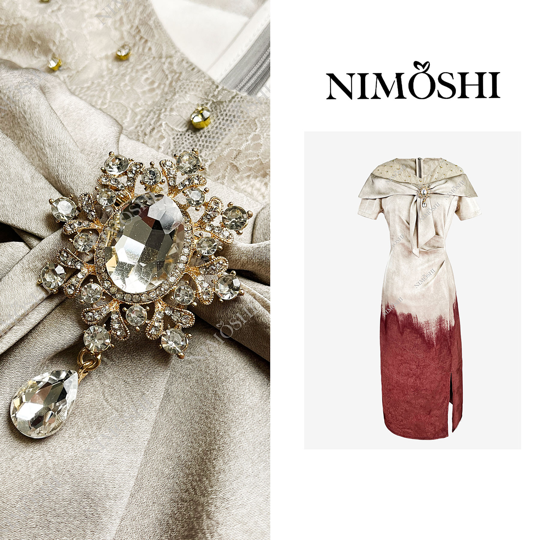 NIMOSHI莎莎气质轻奢高级假披风褶皱束腰气质显瘦连衣裙Q1900