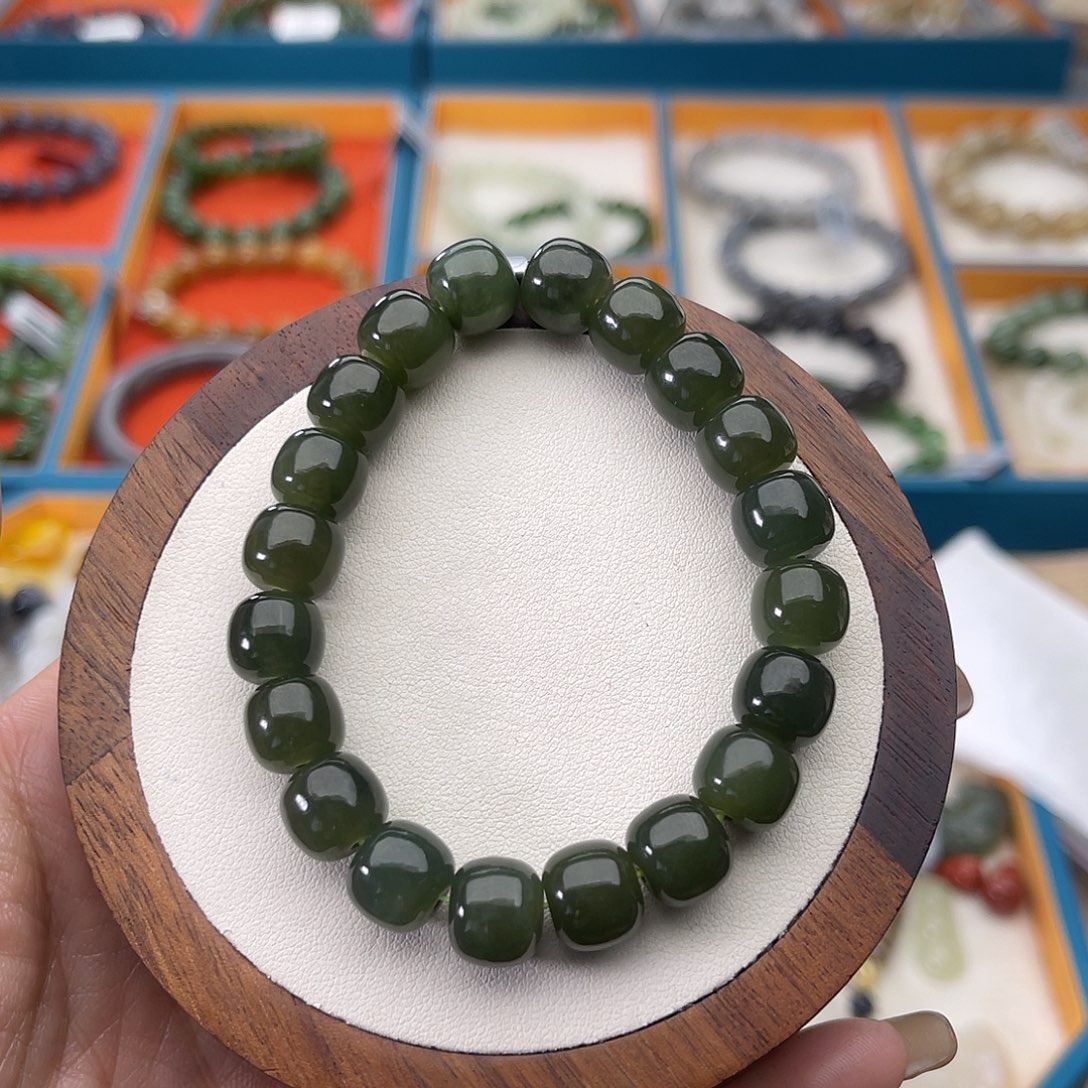 和田玉未镶嵌手串A23卡9×10