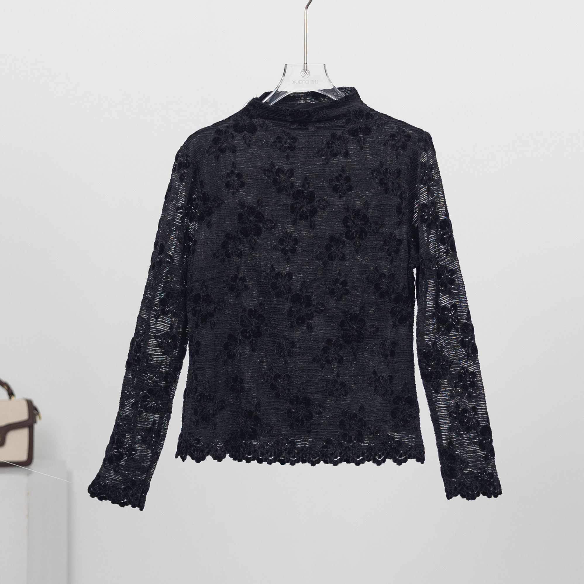 无印心匠K2272 半高领镂空打底衫蕾丝小衫时尚镂空 A885