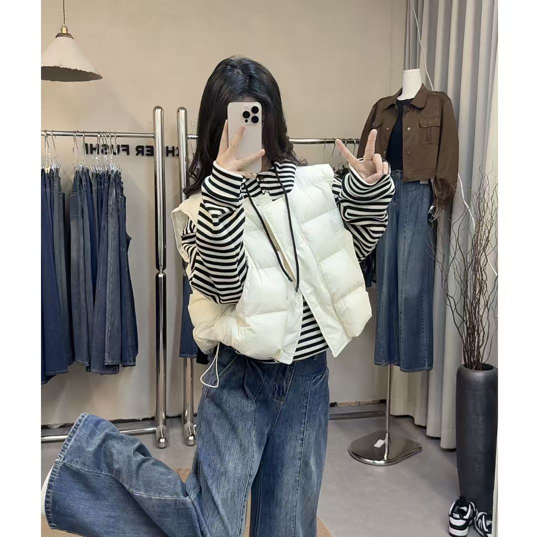 1052短款秋季薄款百搭风拉链圆领马夹加厚百搭网红拼接