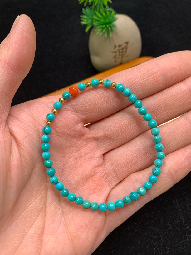 绿松石玉化蓝绿色单圈（多样性随发一条）