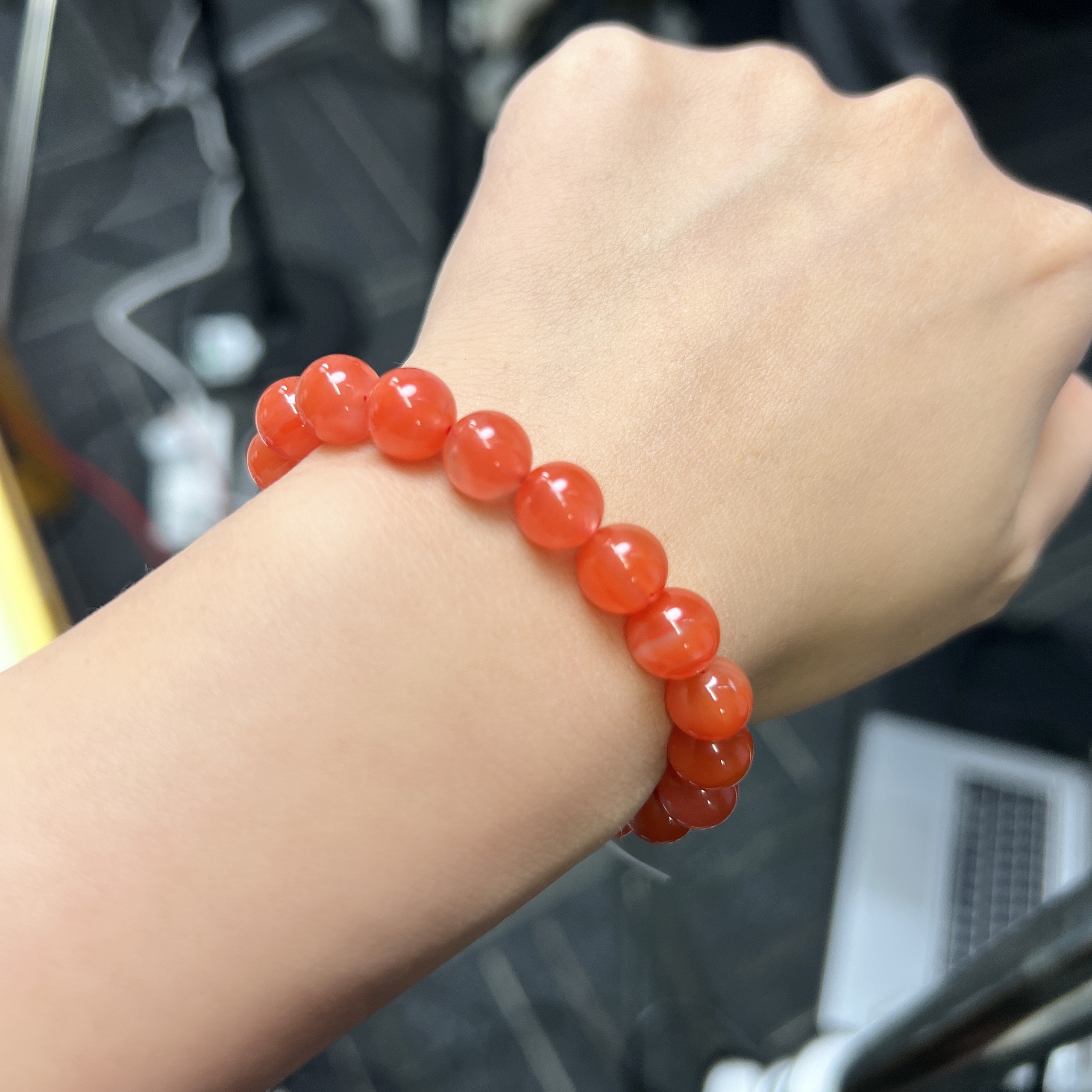 保山冰红南红玛瑙圆珠手串8-8.5mm