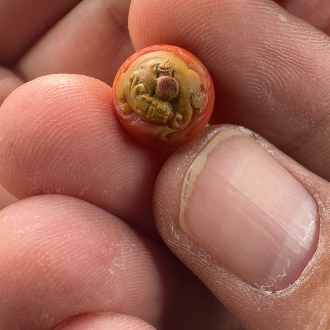 南红玛瑙包浆雕刻赤龙11.3mm未镶嵌