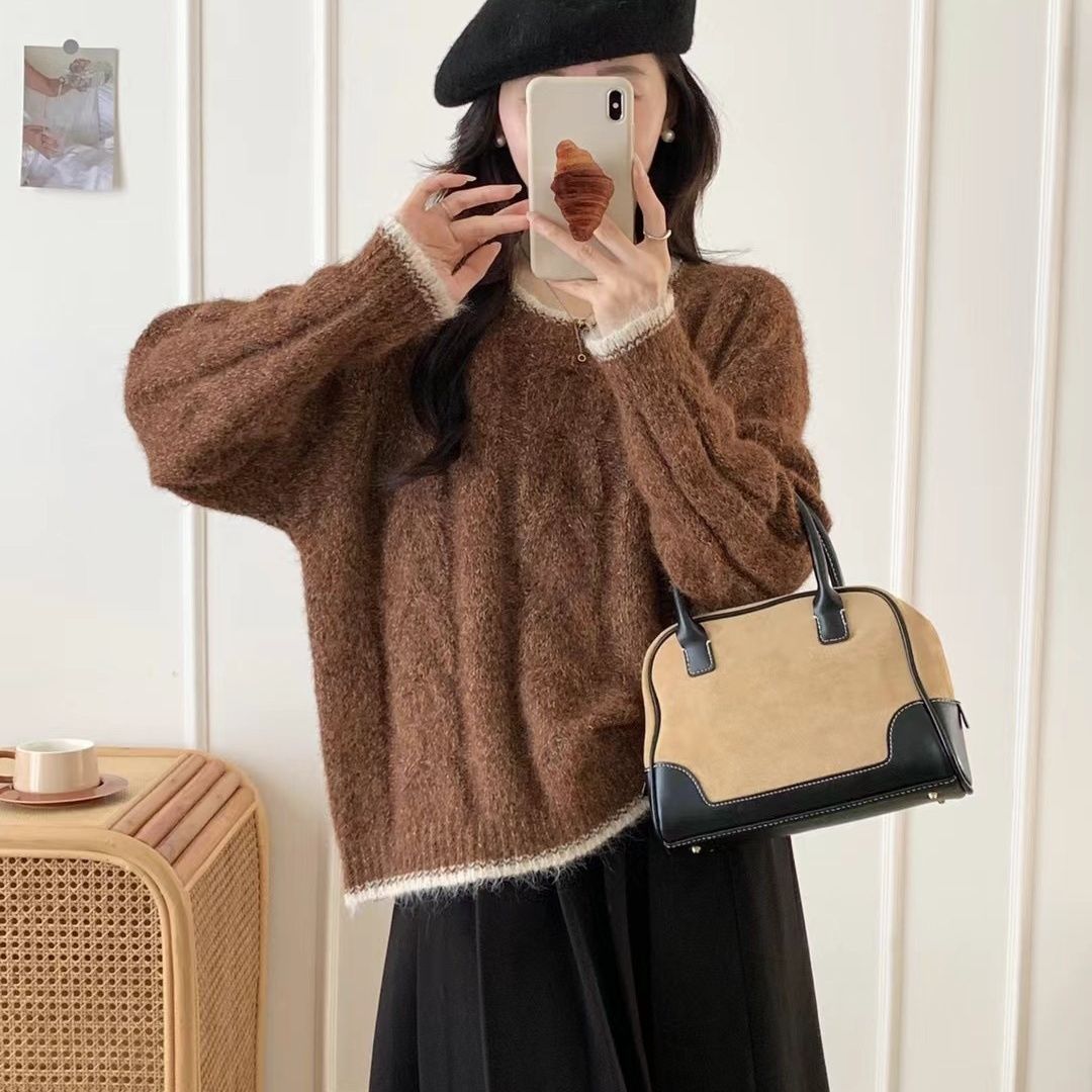 MM2直播专用针织秋冬毛针织衫拉绒高领套头衫打底衫复古套头外穿