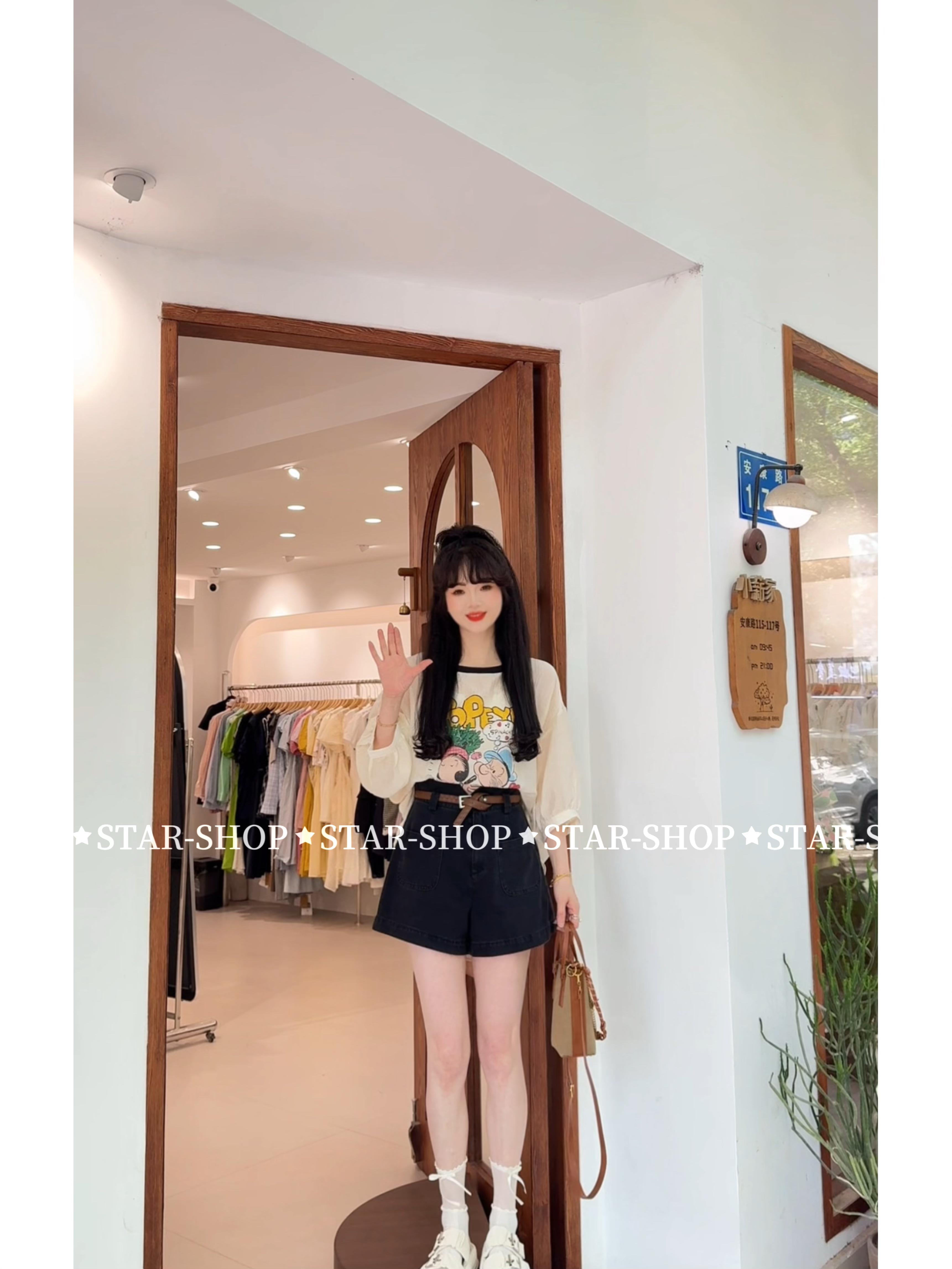 ｛清凉夏日｝撞色领 大力水手 雪纺 T恤 宽松休闲