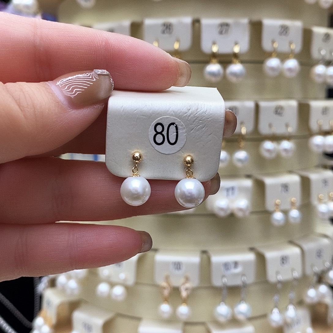 淡水珍珠耳饰18K金镶嵌