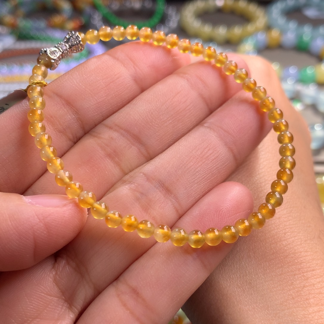 翡翠手链未镶嵌卡3.6 玻璃黄小米