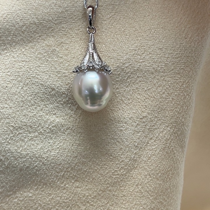 吊坠(不含链)银S925镶嵌海水珍珠9.9mm19号