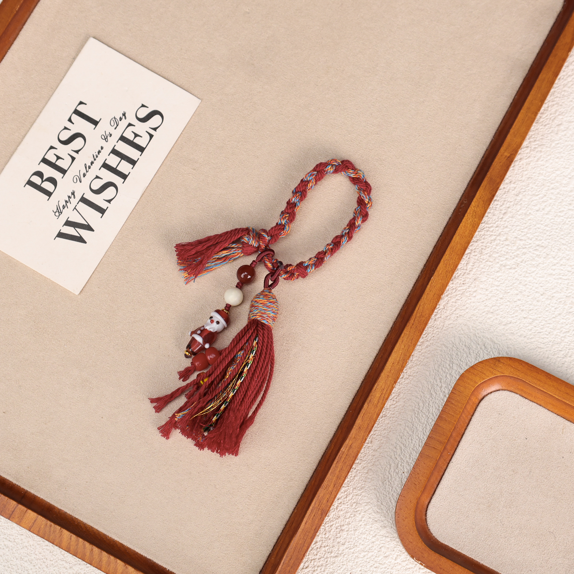 LZ5056 圣诞节红色圣诞老人流苏手机链车挂