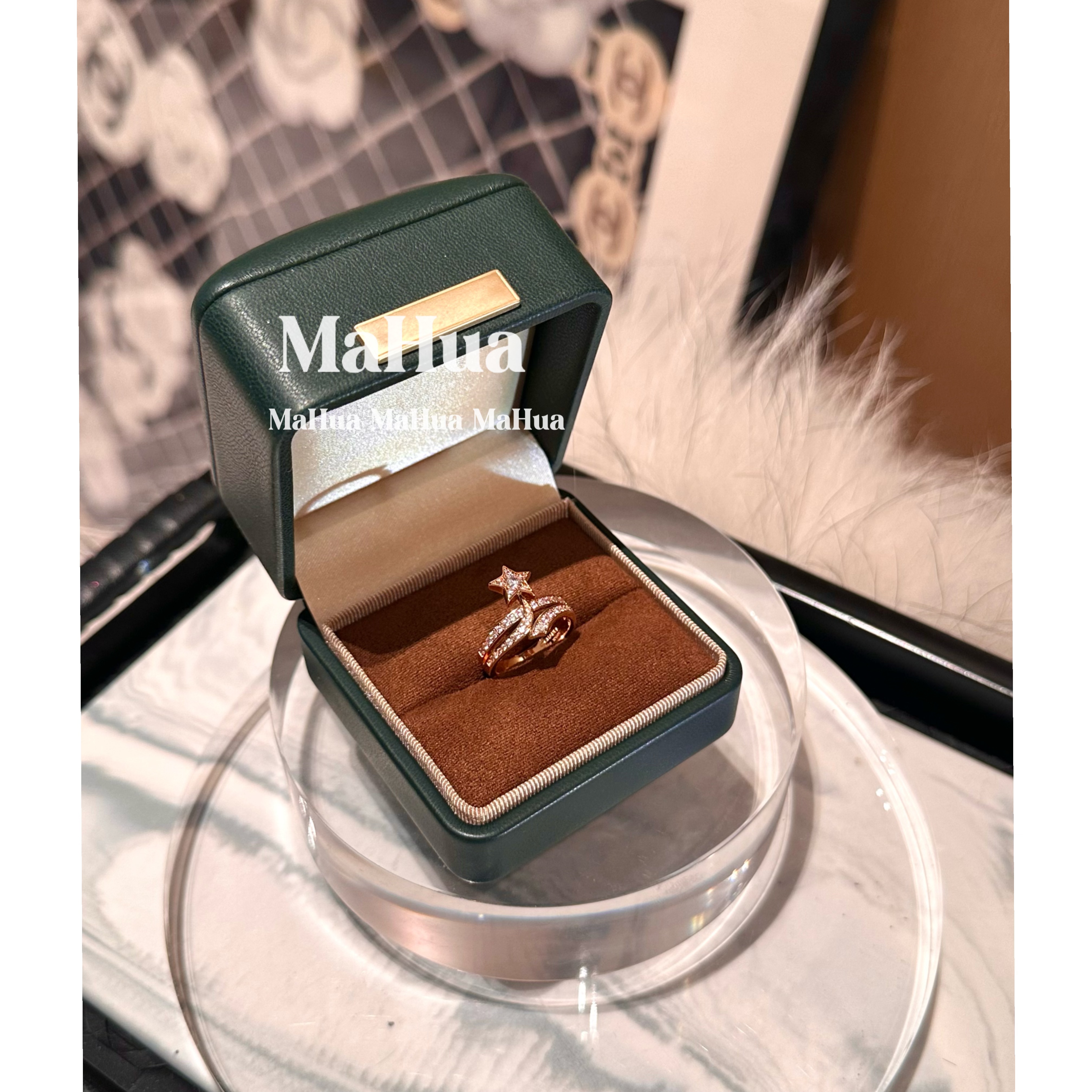 铜合金锆石戒指 P1546 星星戒指