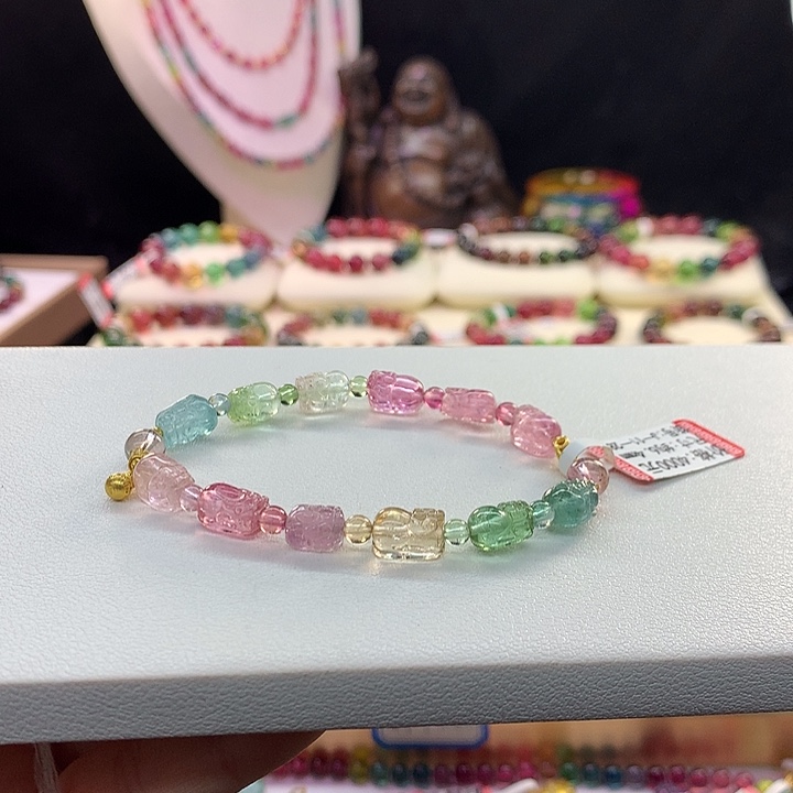 碧玺手链未镶嵌彩虹手串6.4mm