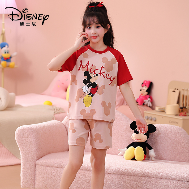 Disney迪士尼新款套头纯棉短袖短裤睡衣可爱舒适休闲家居服0116