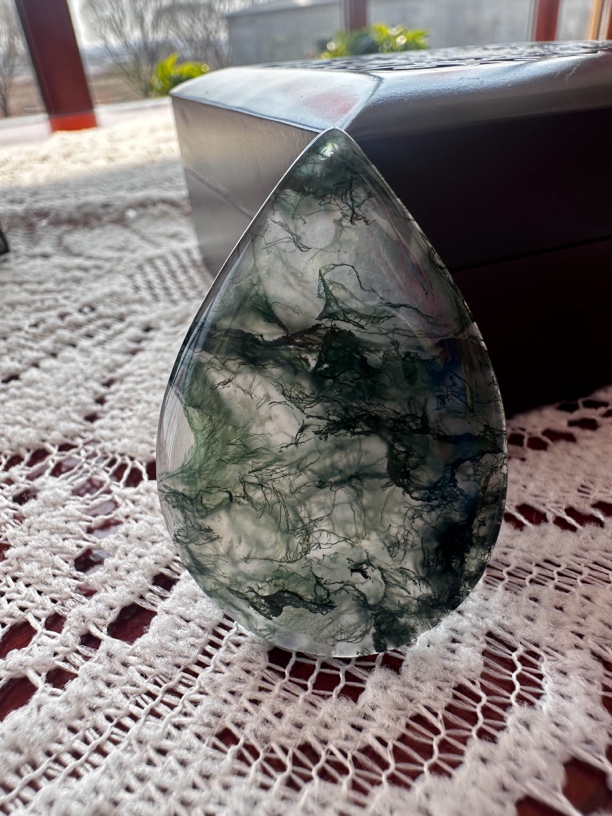 水草玛瑙吊坠毛衣链