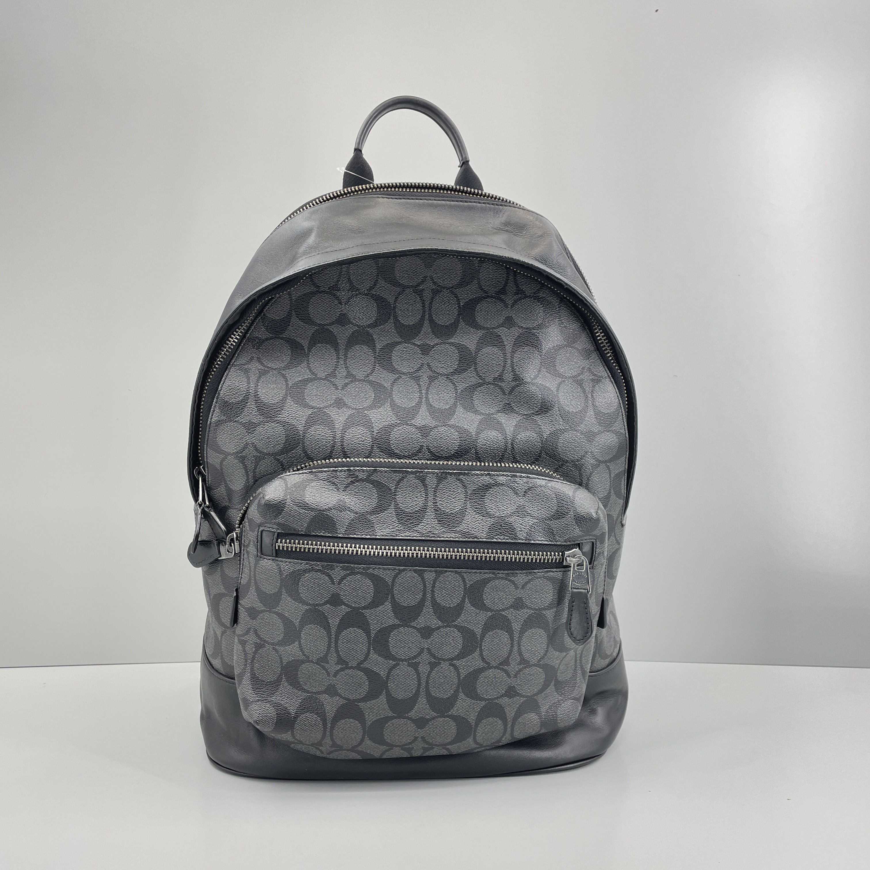 90新 COACH/蔻驰 男士黑色老花大号双肩包经典35*44*15cmE082201