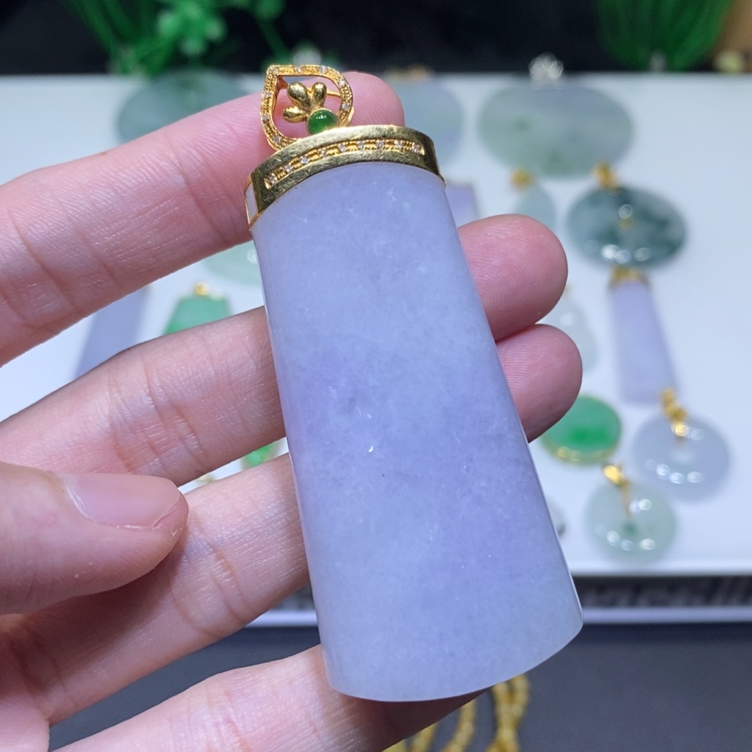 翡翠18K金镶嵌吊坠(不含链)