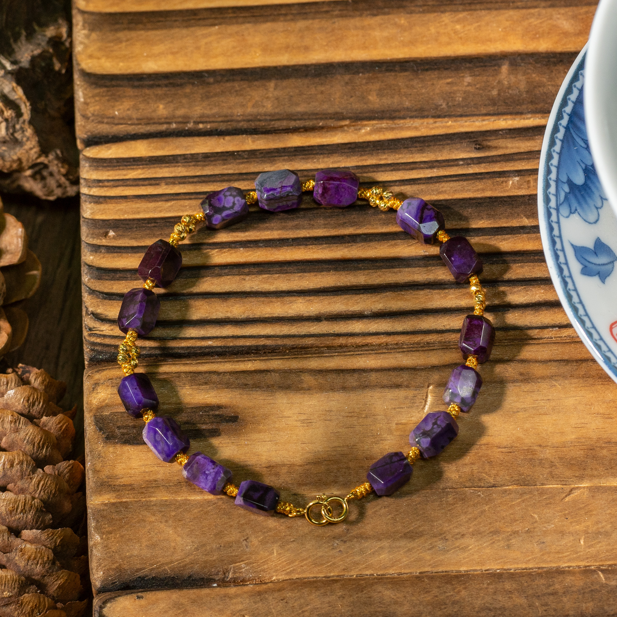 千叶莲丨18k金帝王紫舒俱来手链/手围16/多样性发/P5935/0