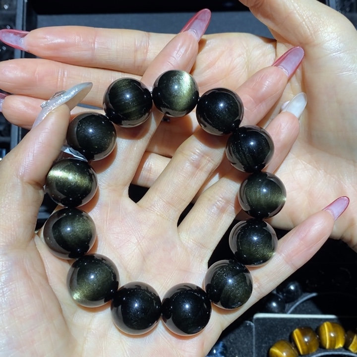 黑曜岩手链未镶嵌海***?