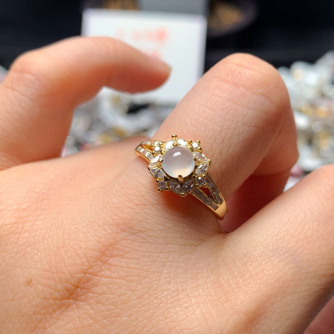 翡翠戒指银S925镶嵌戒指