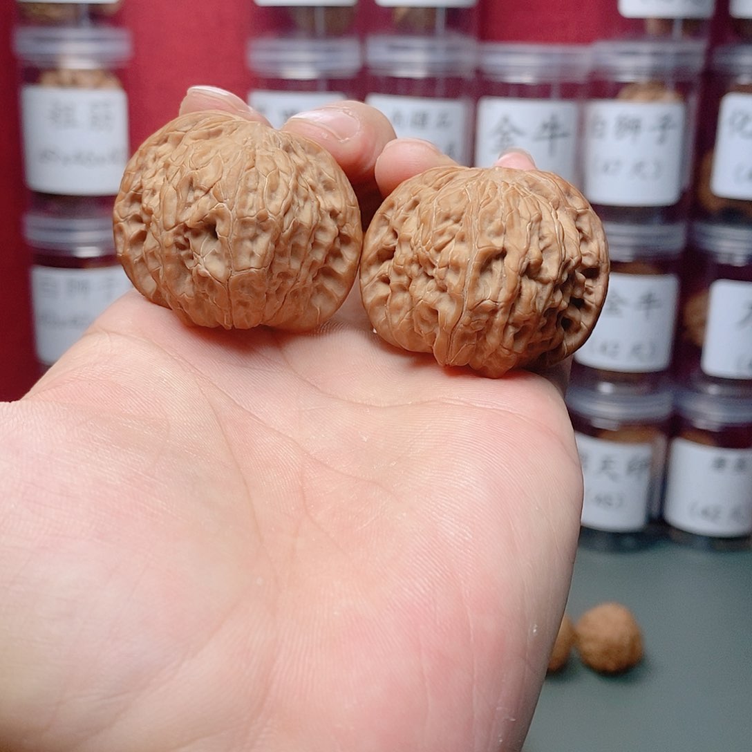 核桃把件潇**文玩核桃43全品精对磨盘