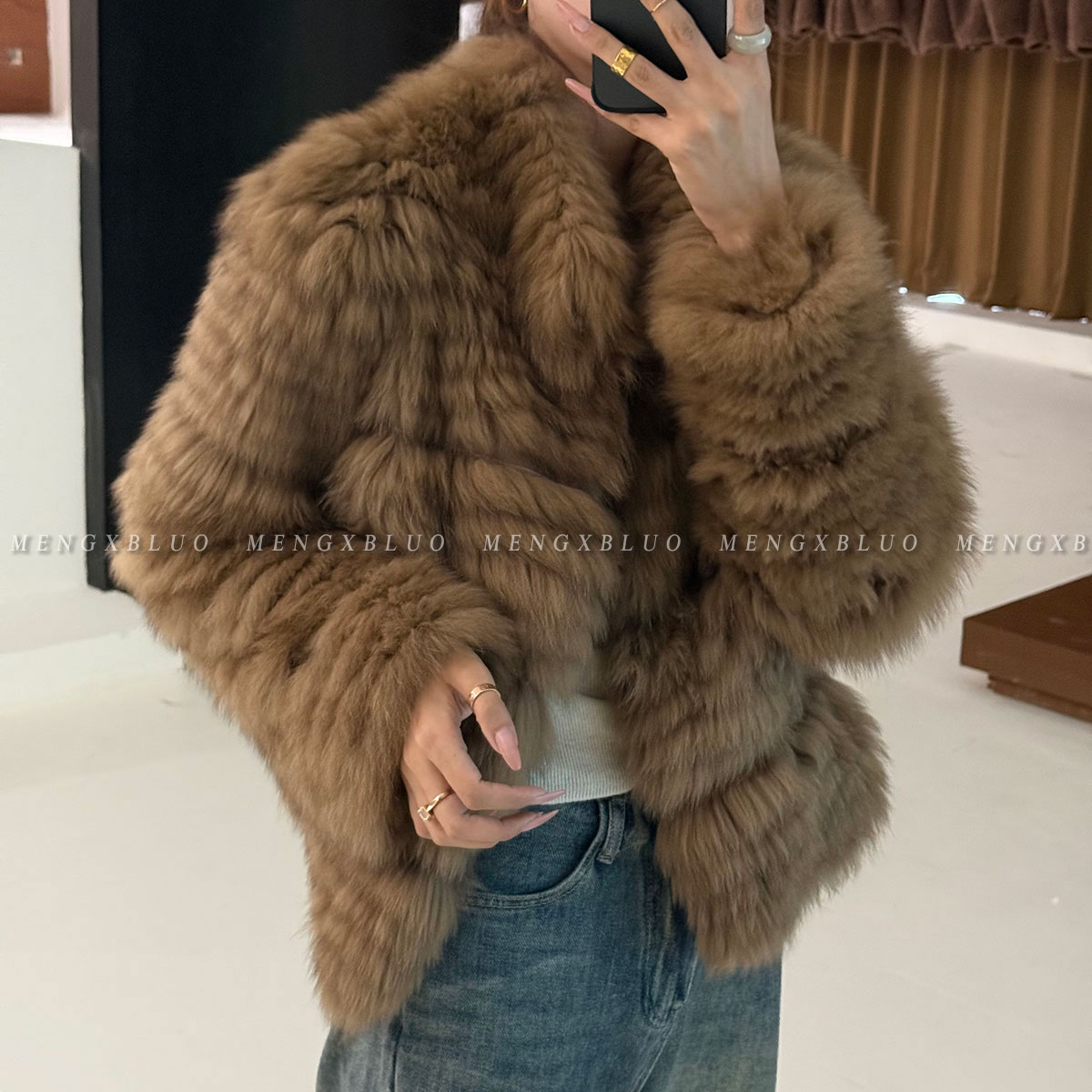 【瑞希】梦熙部落M8101狐狸毛车条显瘦高级年轻款毛毛外套皮草