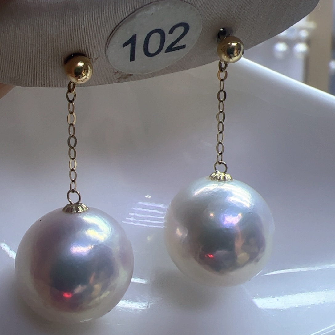 淡水珍珠耳饰18K金镶嵌