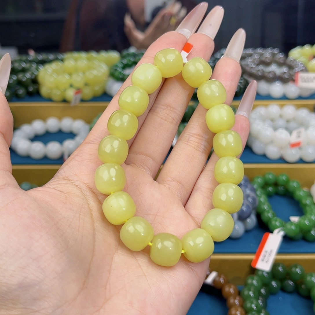 s***g和田玉未镶嵌手链天然和田玉新疆若羌黄口手串14