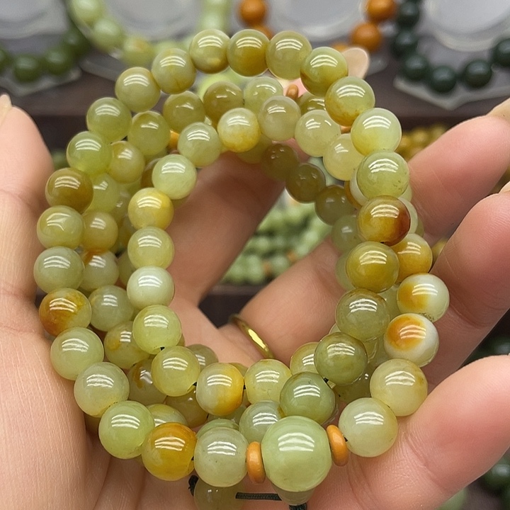 岫岩河磨玉（透闪石质玉）未镶嵌颈饰108粒