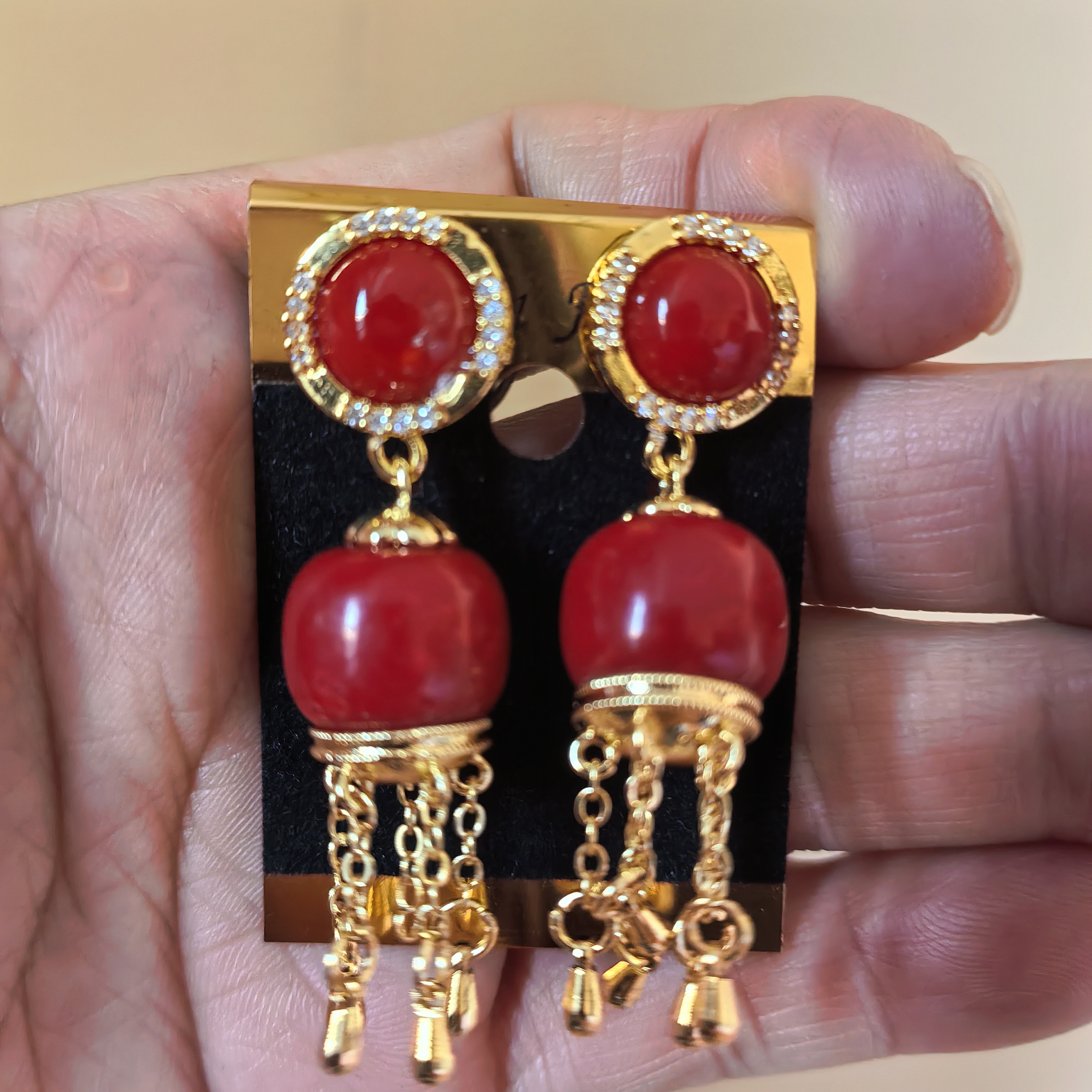 非金属亚克力耳饰  藏式民族风手工阿卡红流苏新款耳环