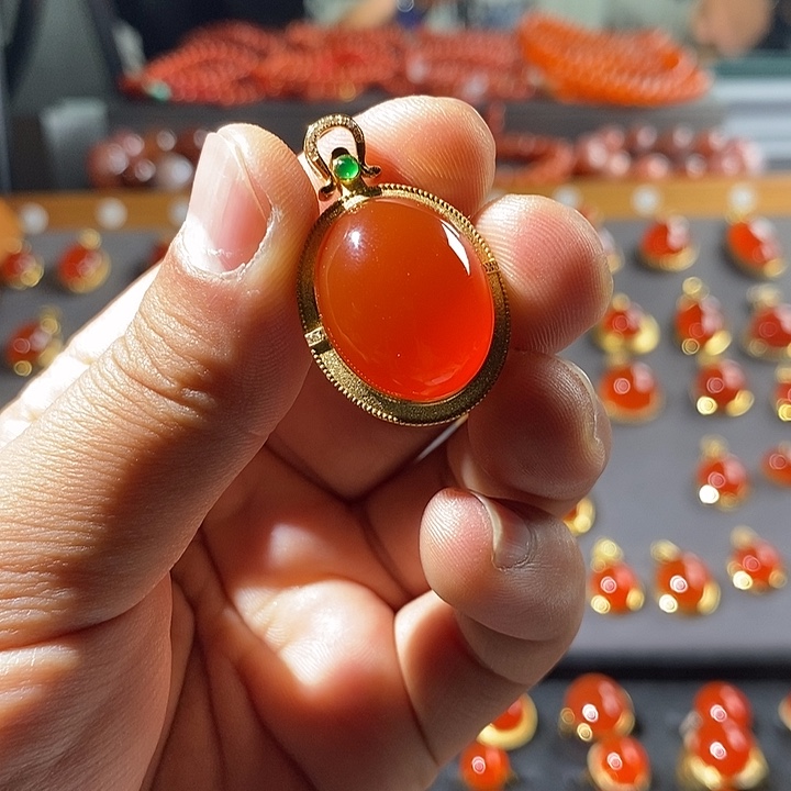 南红玛瑙颈饰18K金镶嵌
