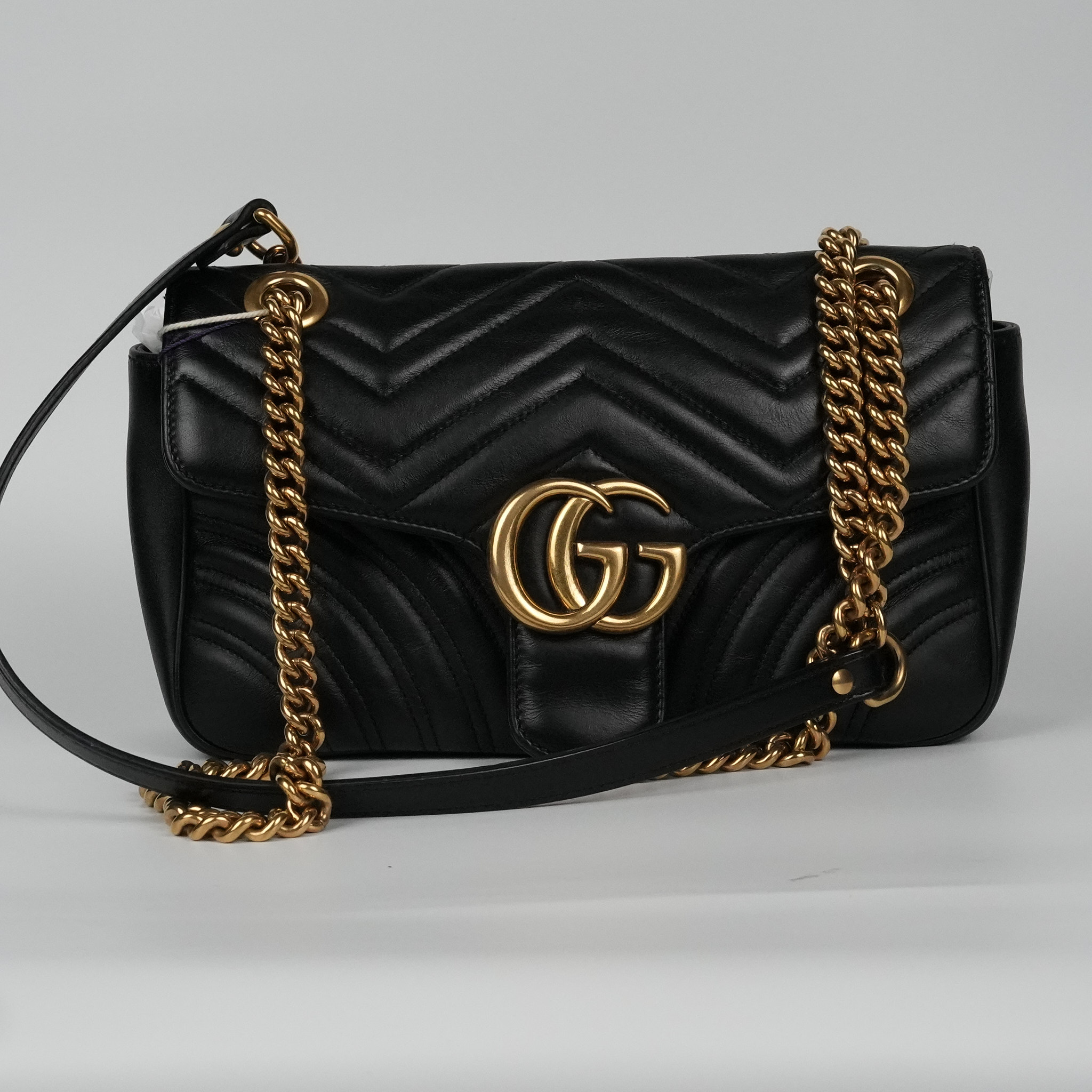 95新 GUCCI/古驰 黑金马蒙26斜跨包/云海优选