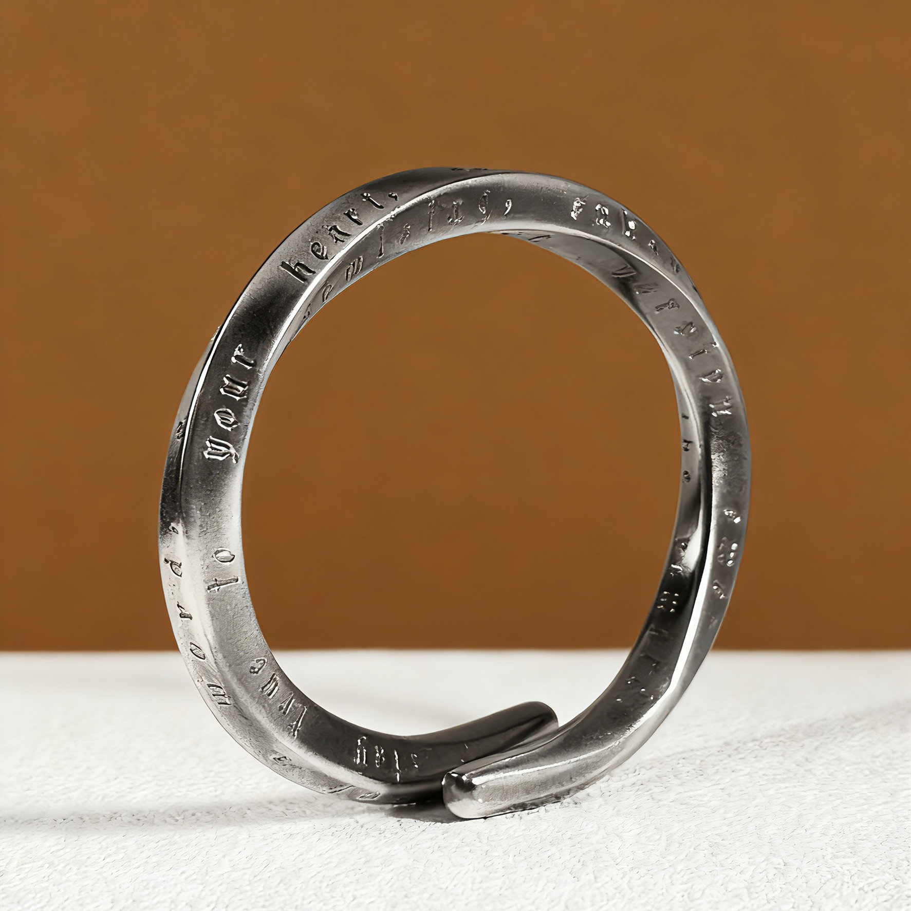 足银银制品 纯手工999莫比乌斯繁花英文手镯（定制款式不支持退换）