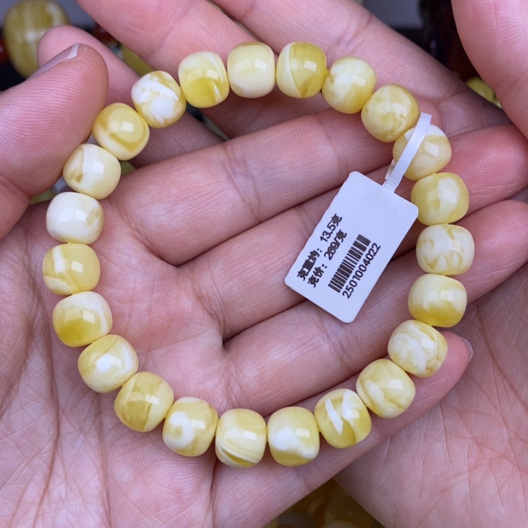 手链蜜蜡未镶嵌10精工老型瓷白蜡妖花手围18