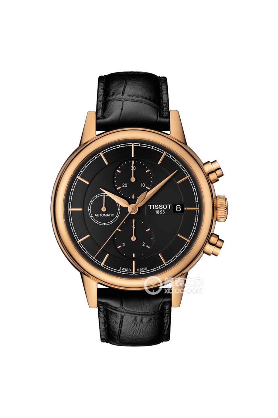 95新 Tissot/天梭 名奢/天梭卡森镀金黑盘三眼计时/表径42