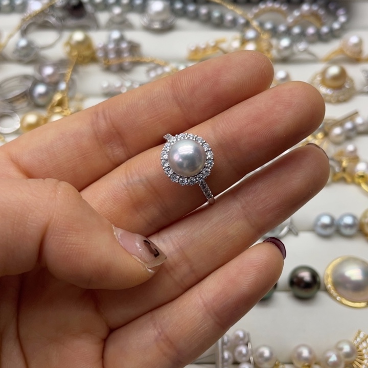 海水珍珠戒指银S925镶嵌