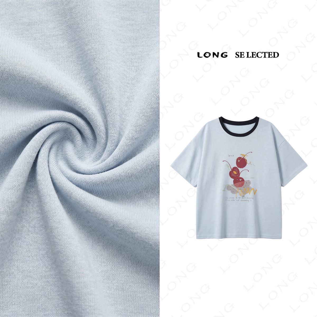 ZH1075门店3&98【樱桃小丸子】70%棉舒服显瘦撞色樱桃T恤 衣长58cm