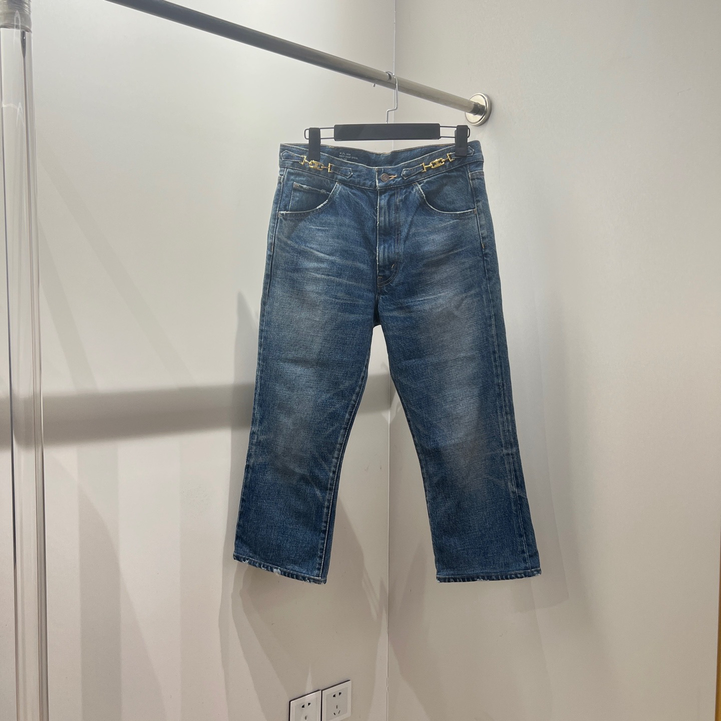 99新 Celine/思琳 vem122 蓝色直筒牛仔裤 29码 棉