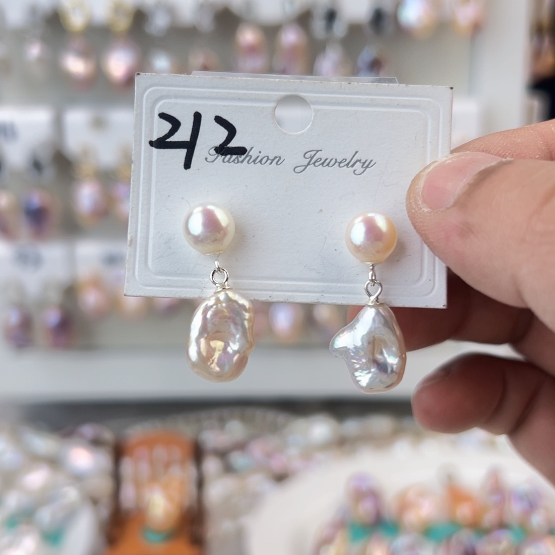 淡水珍珠耳饰银S925镶嵌