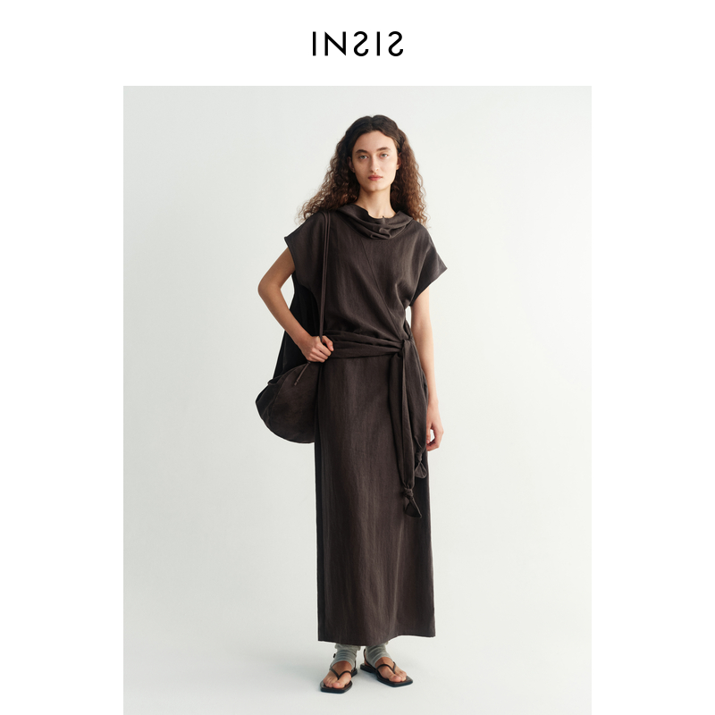 [李兰迪同款]INSIS FEMME文艺气质夏新款小飞袖收腰连衣裙女