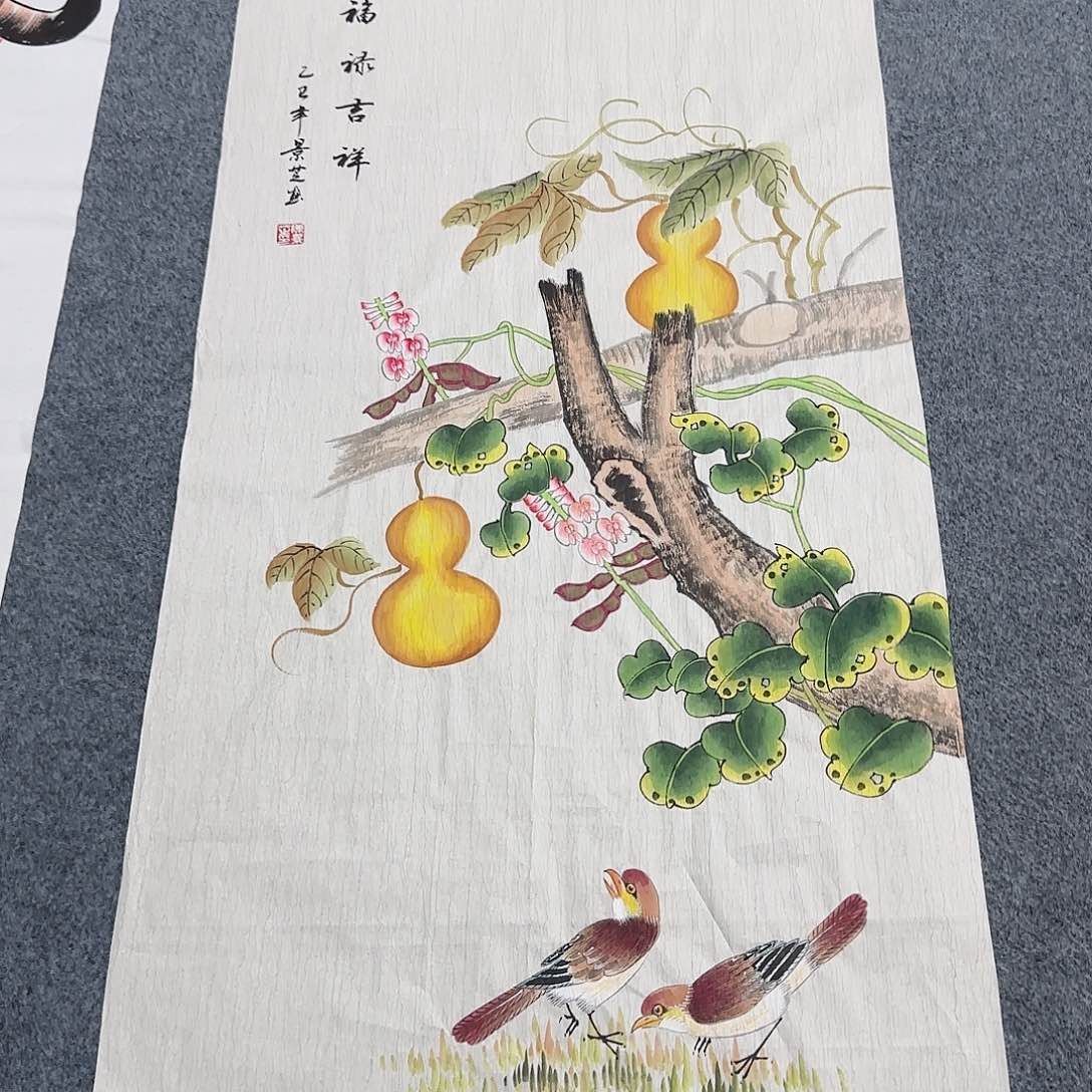 国画尺寸50X100手绘作品