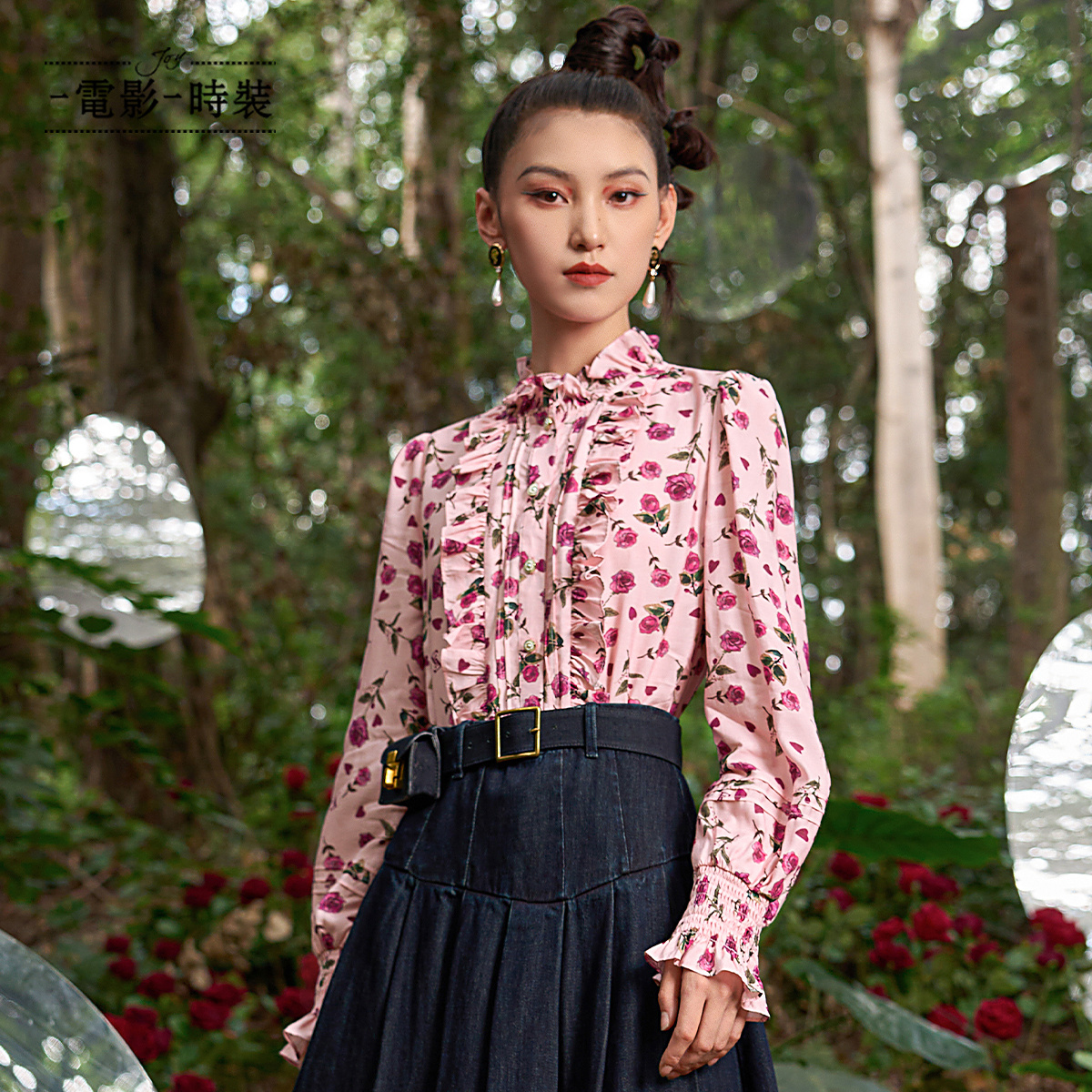 【蜜思仝】一电影一时装气质小众设计感印花上衣FFJS111103