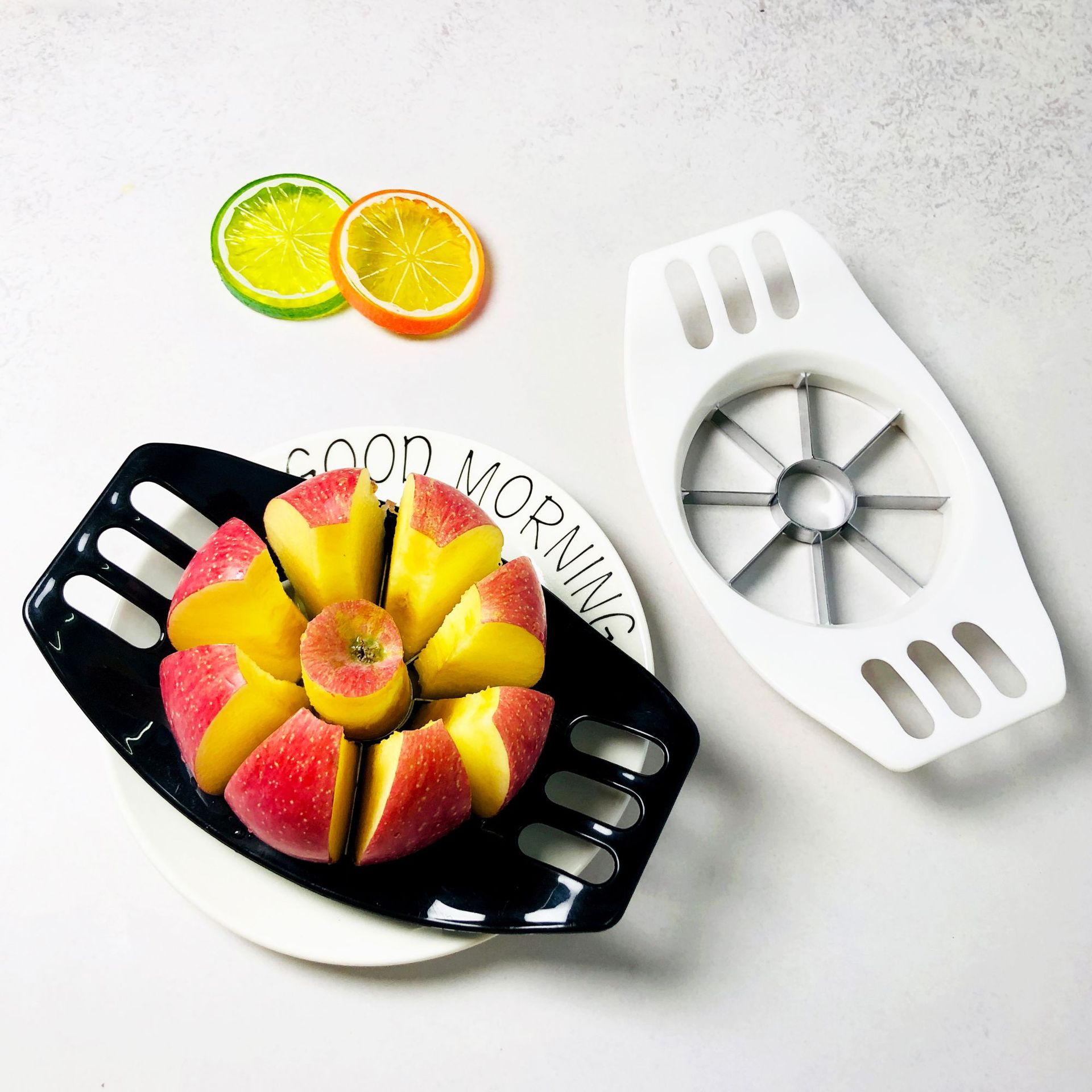 不锈钢苹果切片器家用塑料水果分割器切片刀切果器8片苹果切现货