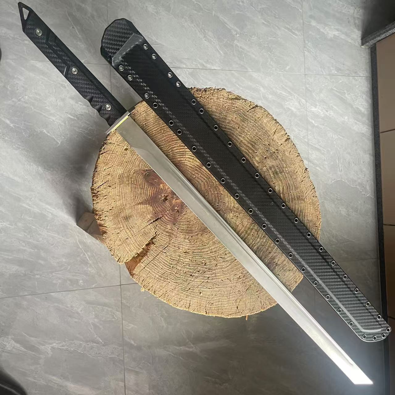 （战术唐刀）现代风K鞘龙泉刀剑一体龙骨轨道钢户外车载刀剑未开刃