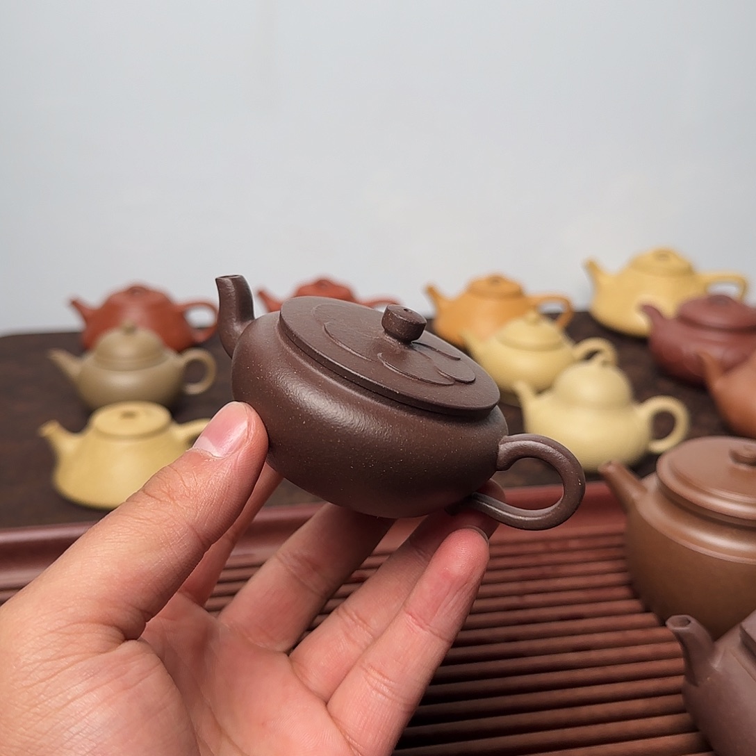 紫砂茶壶无镜90cc天青紫泥