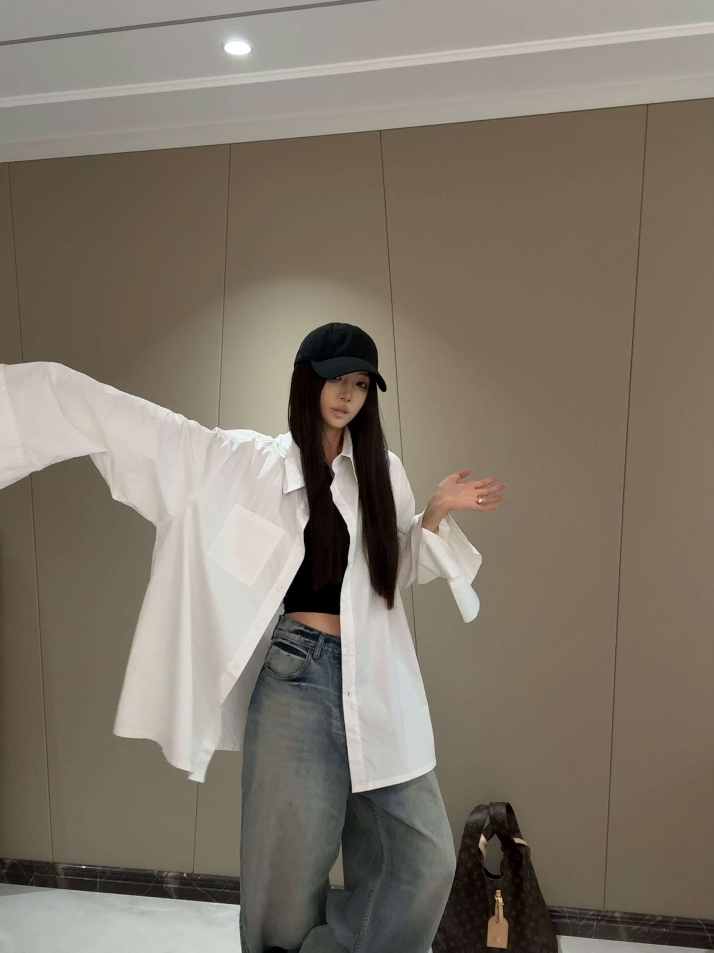 【夹子】纸片人oversize小众慵懒显瘦男友风超大版棉质长袖衬衫女