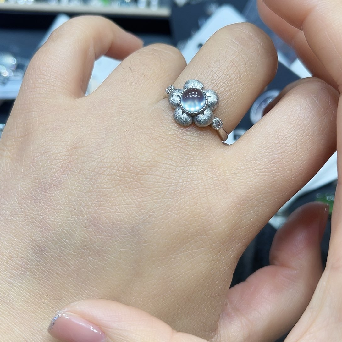 蛇纹石玉银S925镶嵌戒指