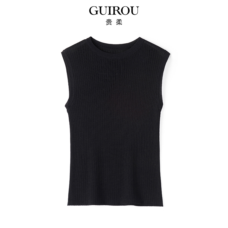 【山羊绒+桑蚕丝】早秋针织女简约时尚背心打底百搭修身外穿5525092