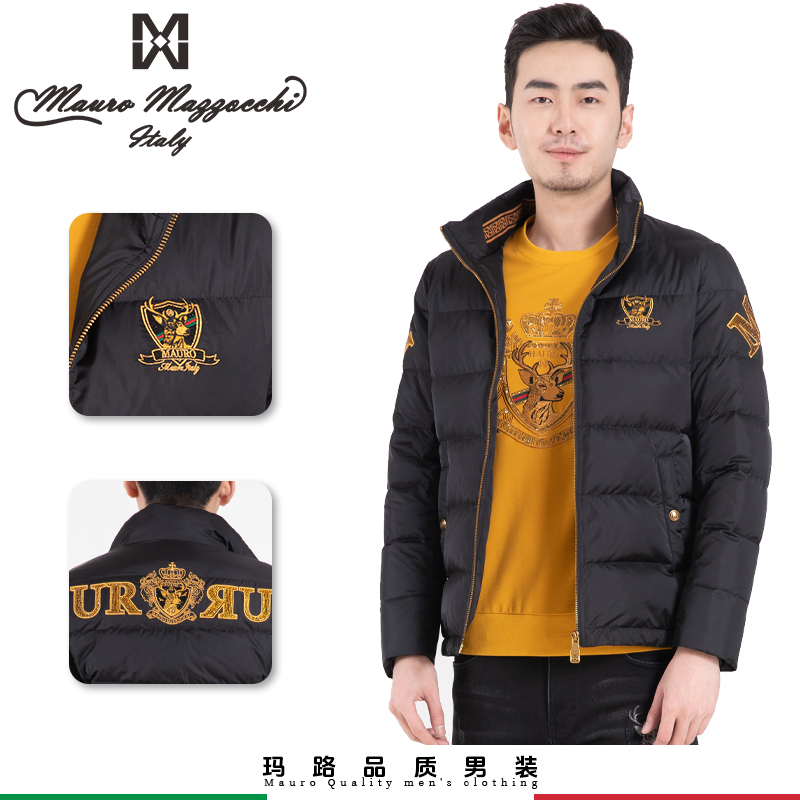 Mauro/玛路烫钻男士立领羽绒服外套休闲时尚户外防风保暖冬季6302