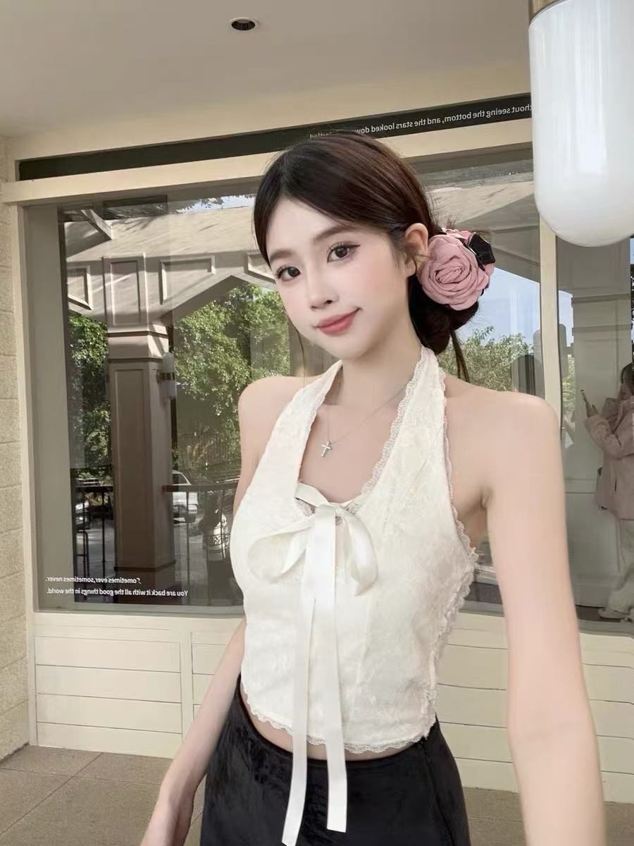 法式少女蕾丝款挂脖美背款固定胸垫辣妹性感