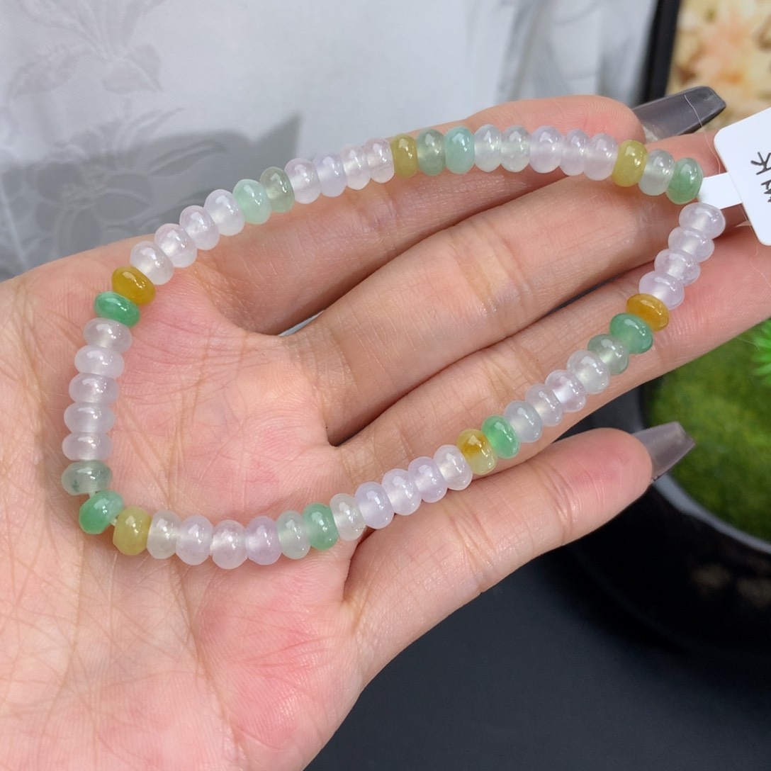 翡翠手链未镶嵌卡5.4冰胶算盘手串