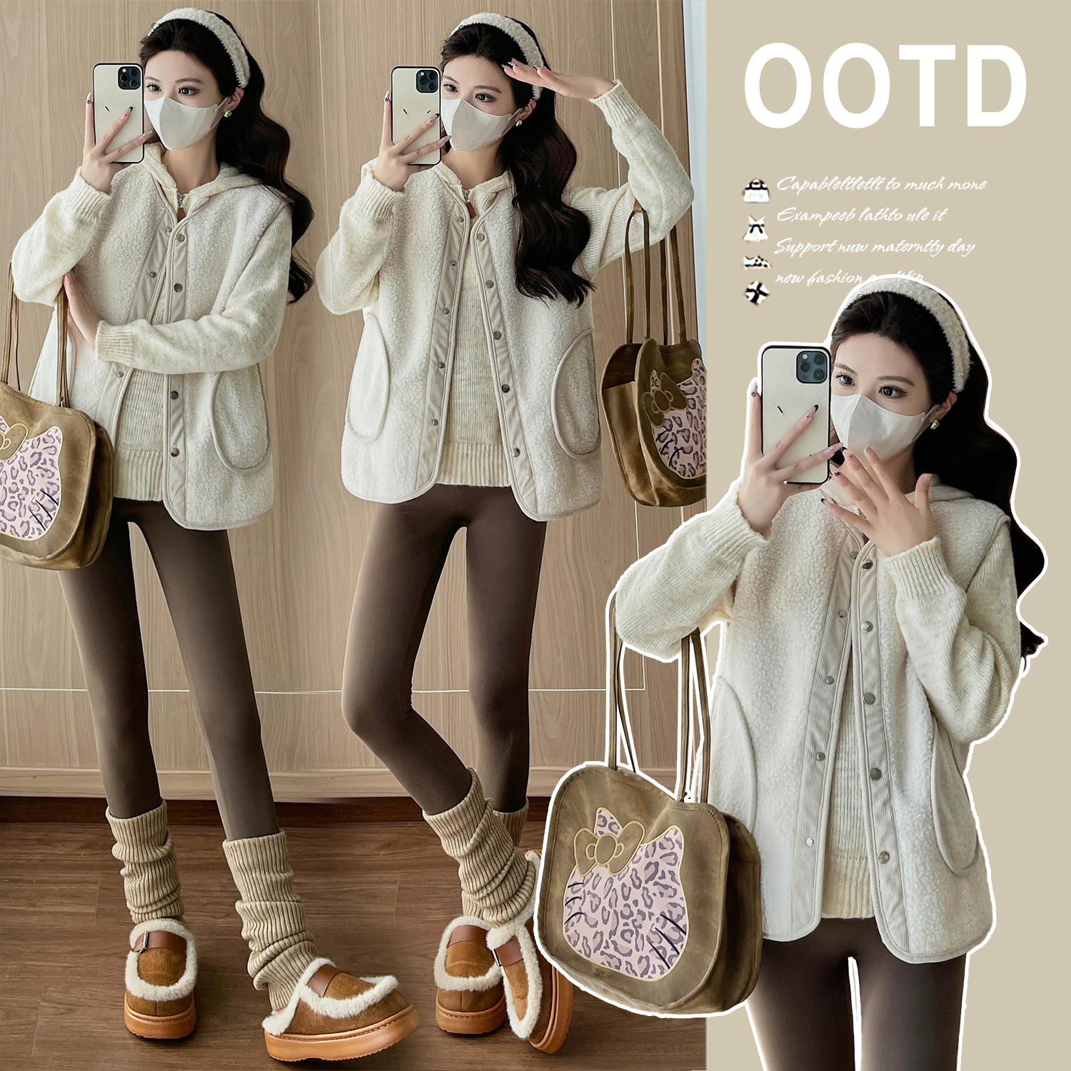 【优质款】孕妇装秋冬季新款日系羊羔绒灯芯绒复古马甲百搭坎肩外套